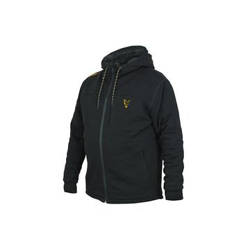 Fox Collection Black Orange Sherpa Hoody bélelt kapucnis felső