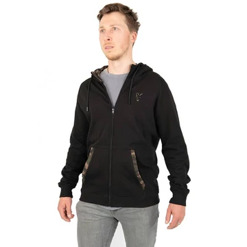 Fox LW Black/Camo Print Zip Hoodie cipzáras kapucnis felső M