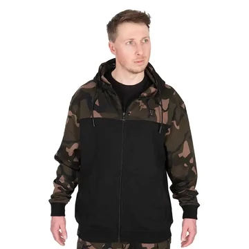 Fox LW BLack / Camo Split Zip Hoody kapucnis felső