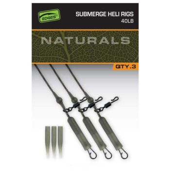 Fox Naturals Submerge Heli Rig Leaders 40lb ólommentes helikopter leader 3 db