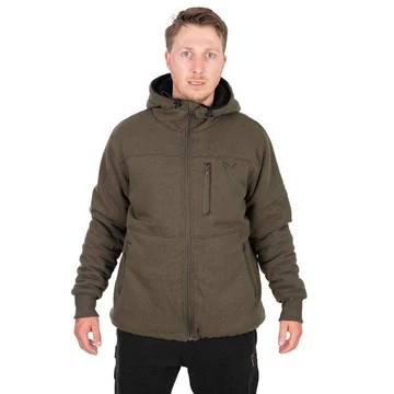 Fox Collection Sherpa Jacket Green &amp; Black bélelt felső