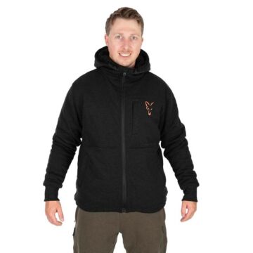 Fox Collection Sherpa Jacket Black &amp; Orange bélelt felső