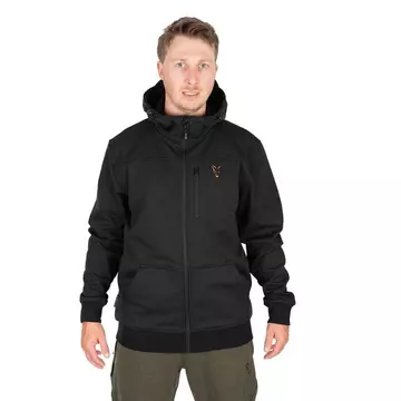 Fox Collection Soft Shell Jacket Black &amp; Orange kapucnis kabát