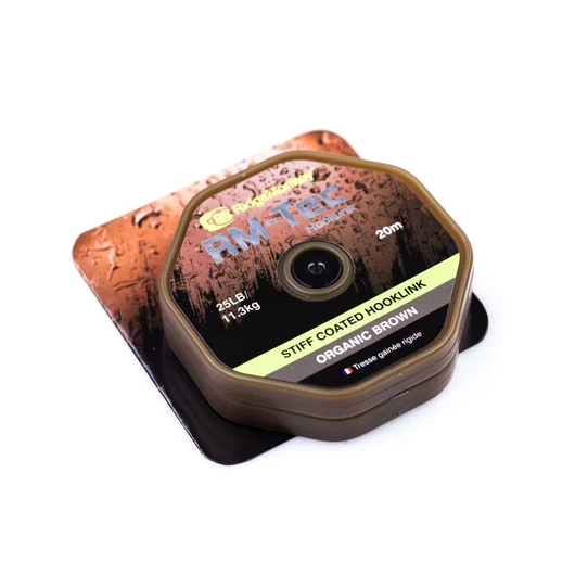 RidgeMonkey RM-Tec Stiff Coated Hooklink előkezsinór 25lb Organic Brown