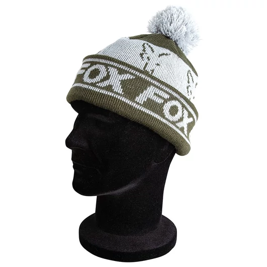 Fox Green Silver Lined Bobble Beanie bélelt téli sapka