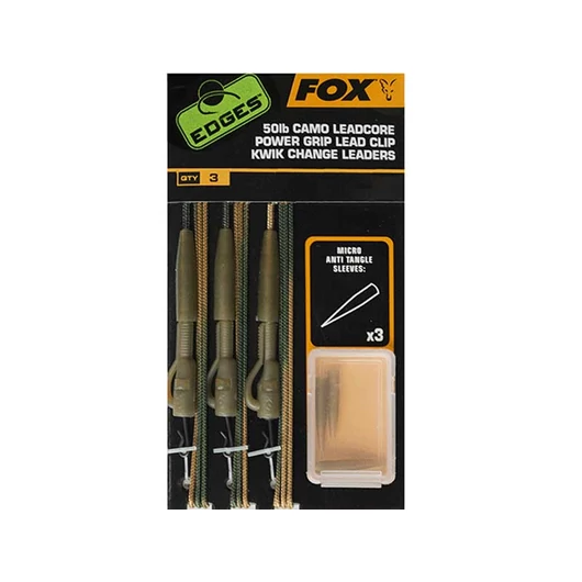 Fox Camo Leadcore Power Grip Lead Clip Kwik Change Leaders 50lb