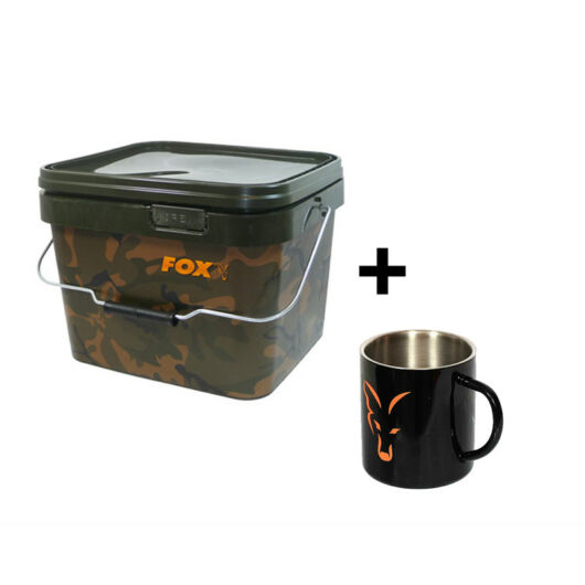 Fox Camo Square Bucket+Stainless Steel Mug Combo