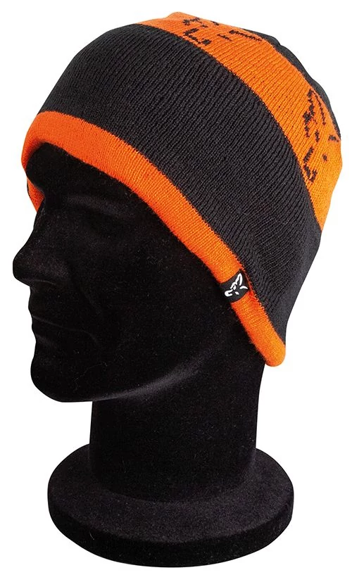 Fox Black Orange Beanie téli sapka