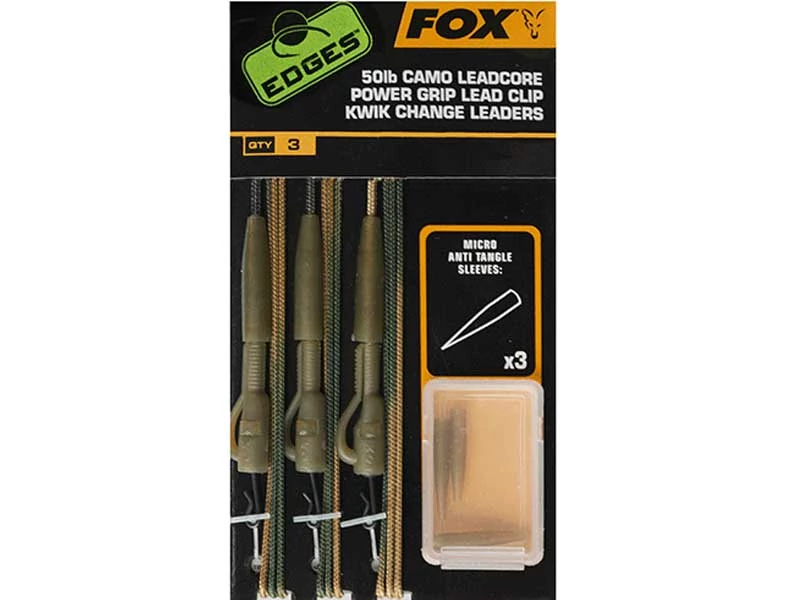 Fox Camo Leadcore Power Grip Lead Clip Kwik Change Leaders 50lb